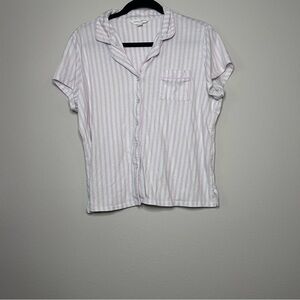 Laura Ashley Pink & White Striped Short Sleeve Shirt